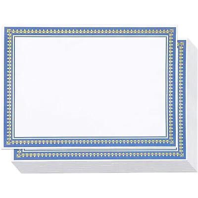 50PCS Blank Certificate Award Blue Border Paper - Printer Fit 8.5 X 11 Inches • $16.39