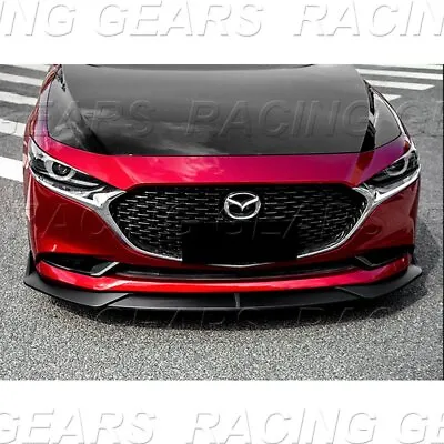 Fit 2019-2023 Mazda3 Mazda 3 Jdm Matt Black Front Bumper Body Kit Spoiler Lip • $39.95