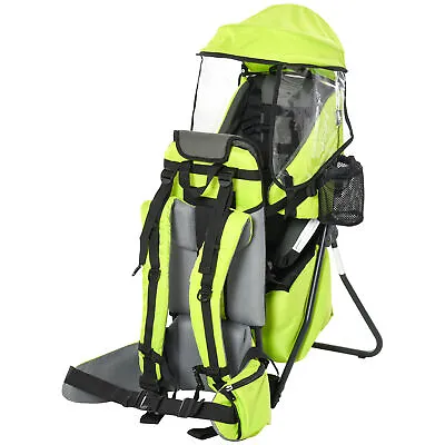 HOMCOM Baby Hiking Backpack Carrier W/ Detachable Rain Cover For Toddlers Green • £69.99