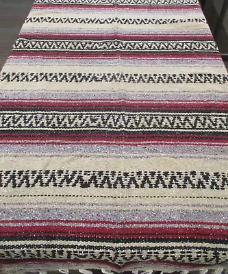 £20 • Buy Mexican Blanket, Throw, Rug, Brown, Dark Red, Woven Stripe, Snuggle Blanket