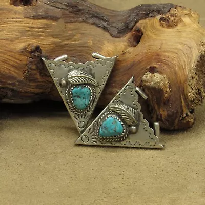 Vintage Collar Tips With Turquoise And Silver Accents • $90