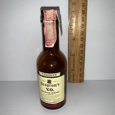 Scarce Vintage Tax Stamp 1964 Seagram's 7 Crown VO Miniature Whiskey Bottle Mini • $10
