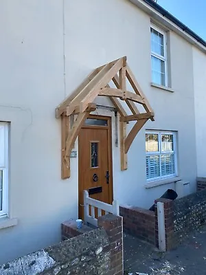 Solid Oak Porch Canopy Kit With Curved Chamfered Braces - Made In The UK • £998.99