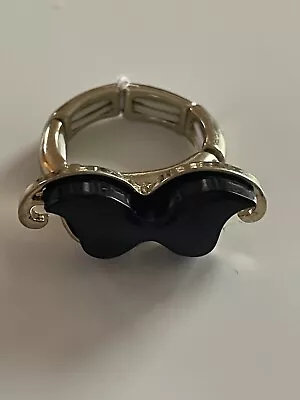 NWOT Fashion Women Unique Design Black Mustache Gold Ring Adjustable One Size  • $6.99