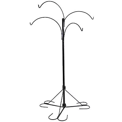 Black Steel Hanging Basket Stand With 4 Adjustable Arms - 84 In By Sunnydaze • $145