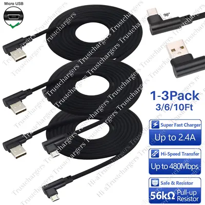 Micro USB Cable Elbow Right Angle Fast Charging For Samsung Android Charger Lot • $6.66