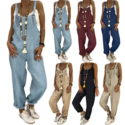 $21.65 • Buy Womens Strappy Overalls Dungarees Trousers Casual Jumpsuit Playsuit Plus Size