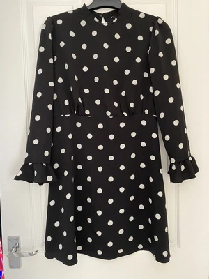 £10 • Buy New Look Black Polka Dot Long Sleeve Mini Dress 12
