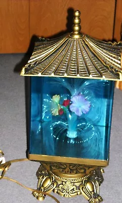 Vintage Rotating Fiber Optic Color Changing Flower Lamp Light Pagoda Style 18  T • $54.99