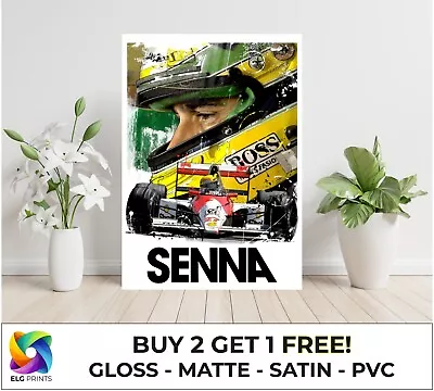 Ayrton Senna Formula One F1 Car Large Poster Art Print Gift A0 A1 A2 A3 A4 • £5