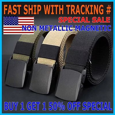 Men's Plastic Cam Buckle Nylon Canvas Tactical Waistband Webbing Military Belt • $4.75