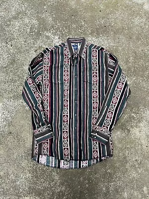 Vintage Wrangler Western Shirt Pearl Snap Southwestern Aztec Cowboy Men's M • $25