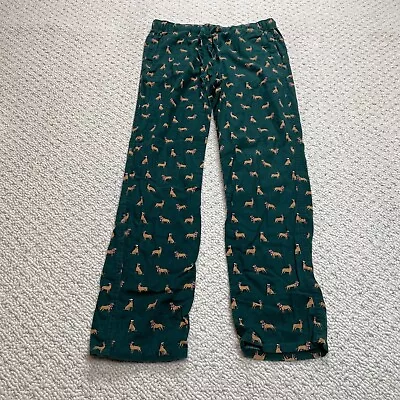 J.CREW Flannel Pajama Pants Cotton Green Flannel Pockets Lounge Dogs Men’s Small • $14.99