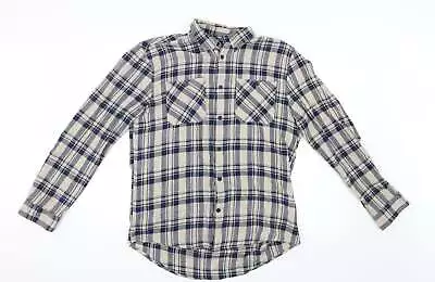 D/STRUCT Mens Blue Check Cotton Button-Up Size XL Collared Button • £3.75