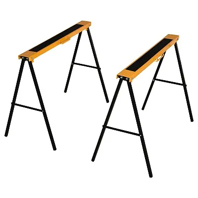 £36.99 • Buy HOMCOM Set Of 2 Folding Saw Horses Steel Frame W/ Anti-Slip Platform Handle DIY