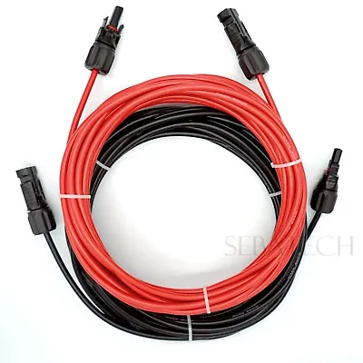 $6.99 • Buy 10 AWG Black Red Solar Panel Extension Cable Silicone Flexible Wire Connectors