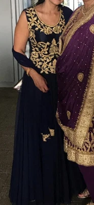 £11.30 • Buy Dark Blue Embroidered Anarkali Suit