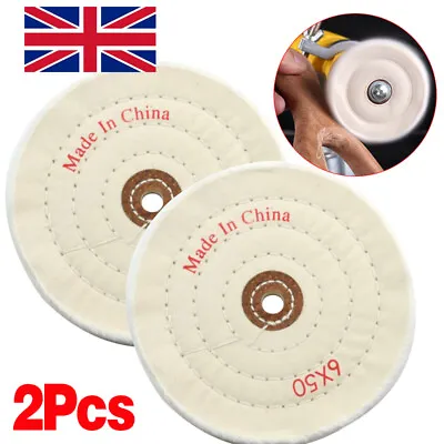 2x 6Inch Cloth Buffing Polishing Wheel Mop Bench Grinder Buffer Disc Pad 150mm • £6.95