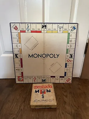 Vtg 1935 1936 1937 Monopoly Board Game Blue Box Parker Brothers Wood Pieces • $99