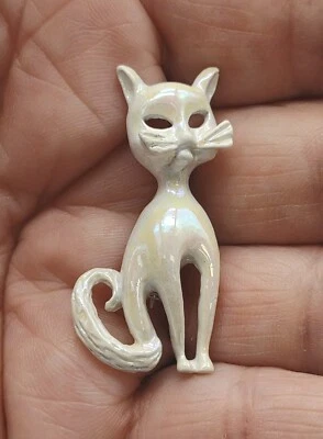 $1.29 • Buy Vintage Enamel Iridescent Gerry Signed Cat Brooch Pin S6