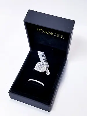 Joancee Round Cut White Sapphire 925 Double Halo Bridal Set Sz 8.5 • $94.05