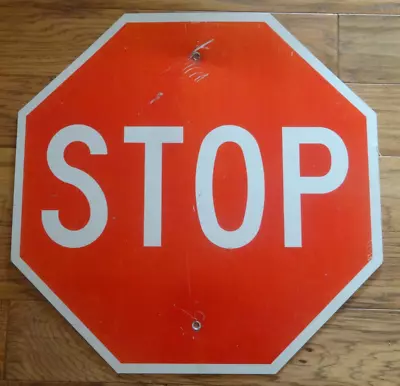 STOP Sign Street Sign Aluminum Red/White Vintage 24 X24  Used Man Cave Garage • $64.95