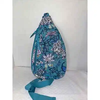  Vera Bradley Essential Sling Backpack Peacock Garden MSRP $79 ~ NWT • $50