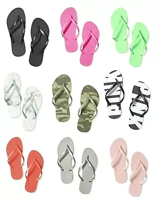 VICTORIA'S SECRET PINK LOGO FLIP FLOPS THONGS SANDALS BEACH SHOES NWT Free Ship • $12.75