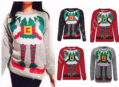 Womens Ladies Christmas Jumper Elf Body Joker Knitted Xmas Top Sweater  • $15.97