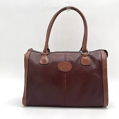 Vintage John Romain Purse Handbag Burgundy Oxblood Brown Leather Doctors Bag • $54.88