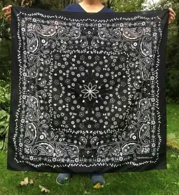 BIG ASS BANDANA Giant Extra Large Black Paisley Bandana / Wild Rag 42x42 Inches! • $14.99