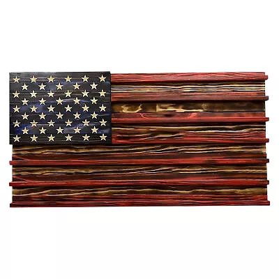 Vintage American Flag Solid Wood Wall Mounted Challenge Coin Display Holder Rack • $22.81