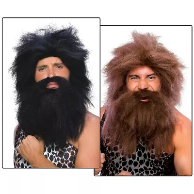 Caveman Costume Wig And Beard Adult Mens Halloween Fancy Dress • $13.78