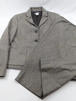 J. Crew 2PC Skirt Suit Women’s 6 Gray Blazer Buttons  Wool Blend EUC • $124.99