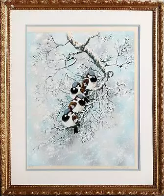 Max Karp Four Birds In Winter Lithograph Signed In Pencil • $850