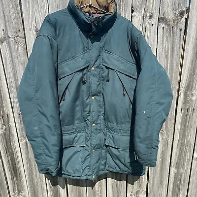 Cabela's Button Down Jacket Mens XLT Green Pocket Full Zip Distressed • $31.49