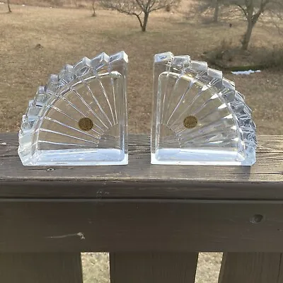 Heavy Genuine Lead Crystal De Arques France Book Ends Fans • $15.31