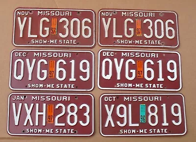 Missouri (Red) Metal License Plate Tag Lot Of 6 Vintage • $28