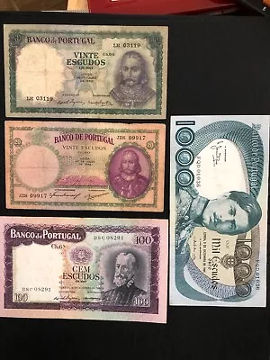 Portugal Old Money 20 Escudos 1948/60 . 100 Escudos 1961 . 1000 Escudos 1981 • $353.63