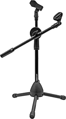Dual Microphone Stand Foldable Tripod Boom Mini Mic Stand On-Stage Stan • $25.73
