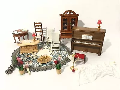 Vintage Dollhouse Furniture Lot- 20 Pieces. Wood & Metal Living Room  Furniture. • $19.95