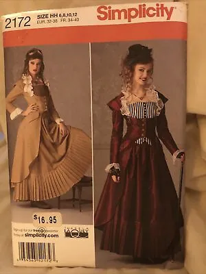 Victorian Steampunk Costume Misses Size 6-12 Simplicity 2172 Sewing Pattern • $4.43
