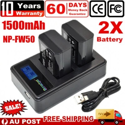 $30.99 • Buy 2 Pack NP-FW50 Battery & USB Dual Charger For Sony Alpha A5000 A6000 A6300 A6500