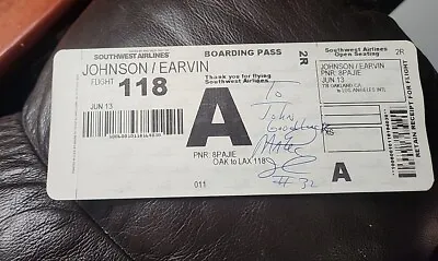 Magic Johnson Signed PERSONAL AIRLINE SOUTHWEST TICKET- TRUE 1/1  - ULTRA RARE • $40