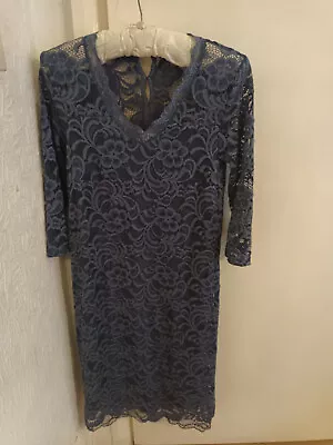 Mamalicious Blue Floral Lace Stretchy Maternity Dress In Size Medium / 10 - 12 • £12.99