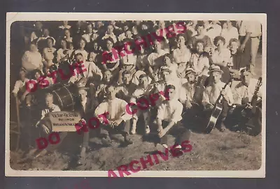 Des Moines IOWA RPPC C1915 ADVERTISING Dance Band RCA VICTOR Victrola RECORDS IA • $79.99