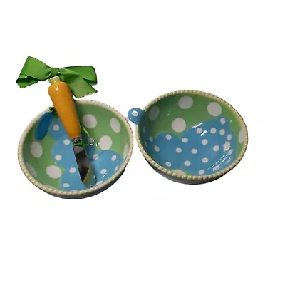 Mudpie Easter Dip Or Candy Bowls With Carrot Spreader Spring Pastels (chip) • $45