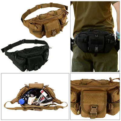 Men Waist Bag Tactical Nylon Fanny Pack Military Travel Hip Belt Bum Pouch Sport • £11.52