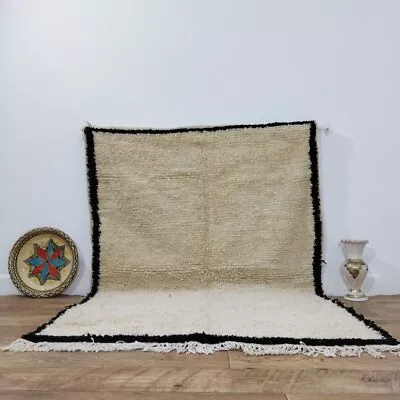 Vintage Beni Ourain Azilal Rug Moroccan Berber Wool White-black Rug Boho Rug • $279