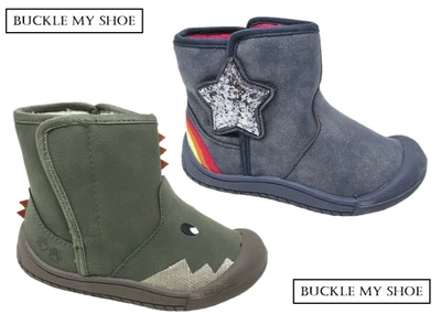 £11.85 • Buy Boys Girls Infants Warm Fur Winter Walking Touch Strap Ankle Boots Shoes Size